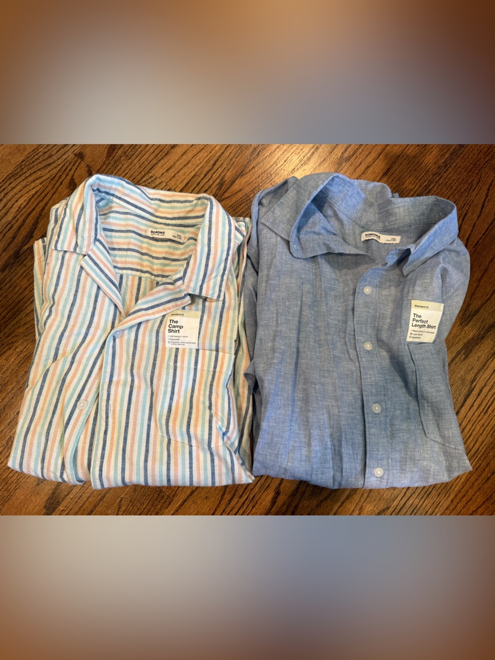 Sonoma Striped Pastel & Light Blue Linen Button-Down Shirt Bundle